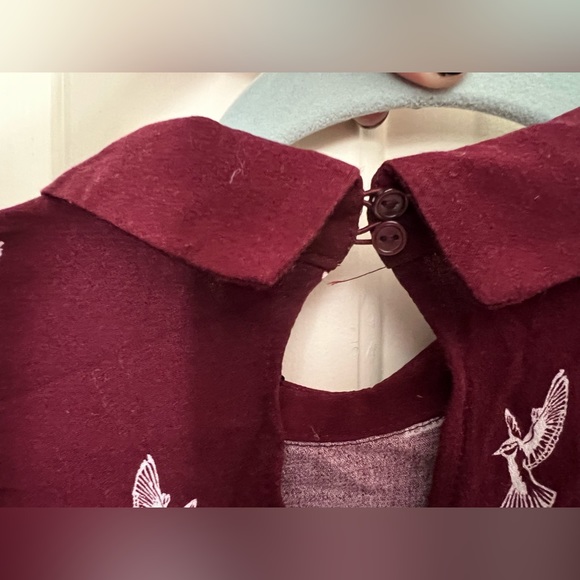 Dark Burgandy Collared Dress. - Picture 3 of 5